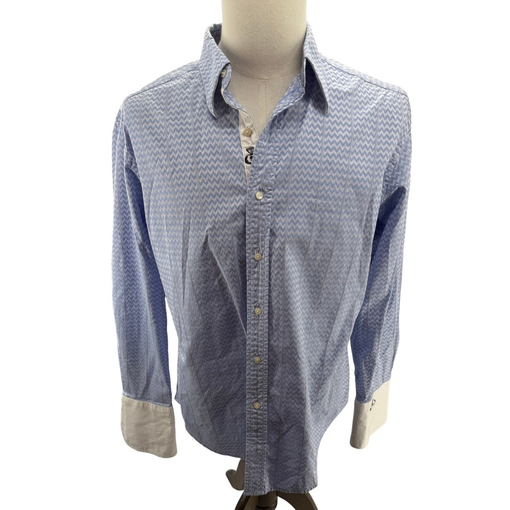 Robert Graham Mens Blue‎ Money Bag French Cuffs Shirt Size Large